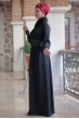 Ranazenn - Deri Detaylı Elbise - Siyah