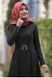 Rana Zen - Jakar Gül Elbise - Siyah