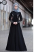 Simay Taşlı Elbise - Siyah - Rana Zen