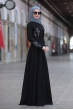 Simay Taşlı Elbise - Siyah - Rana Zen
