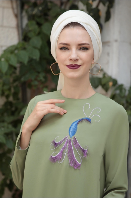 Peahen Tunik - Yeşil - Selma Sarı