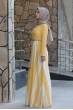 Ebru Kemerli Tesettür Elbise  - Sarı