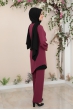 Alya Tunik Pantolon Tesettür Takım - Mürdüm