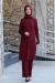 Merve Tunik Pantolon Tesettür Takım - Bordo