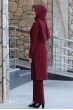 Merve Tunik Pantolon Tesettür Takım - Bordo