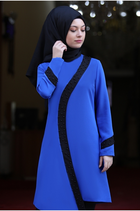 Sude İncili Tunik Pantolon İkili Takım - Saks