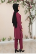 Suna Tunik Pantolon Tesettür Takım - Mürdüm
