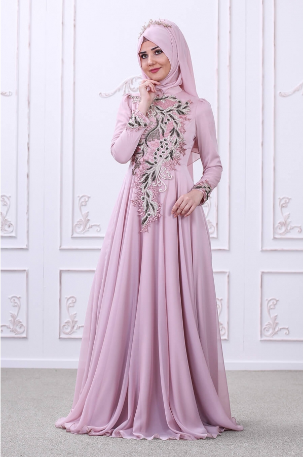 Safir Abiye - Pudra - Som Fashion