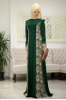 Burc Zümrüt Yeşil Tesettür Abiye - Som Fashion