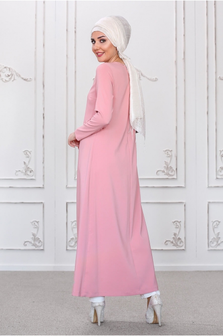 Burcu Tunik Pantolon Takım - Pudra - Som Fashion