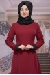 Hesna Büyük Beden Elbise - Bordo
