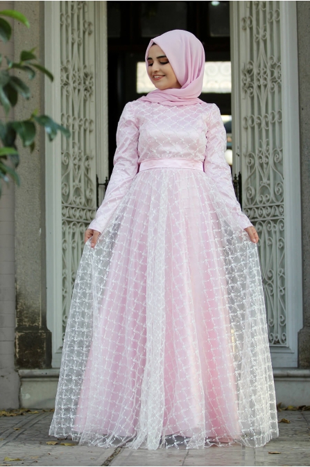 Nurunnisa Abiye  - Pudra - Sümay Moda