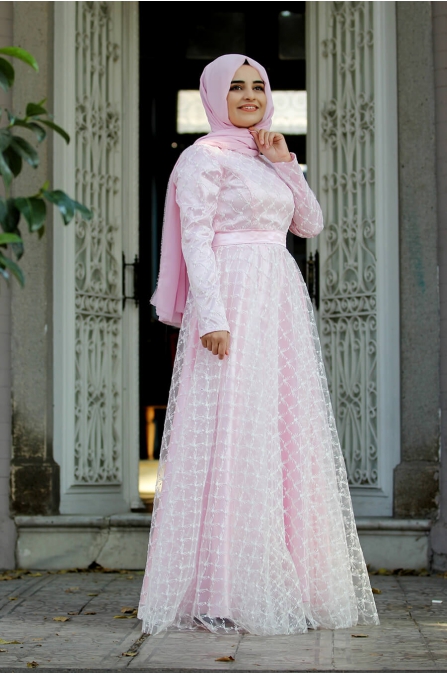 Nurunnisa Abiye  - Pudra - Sümay Moda