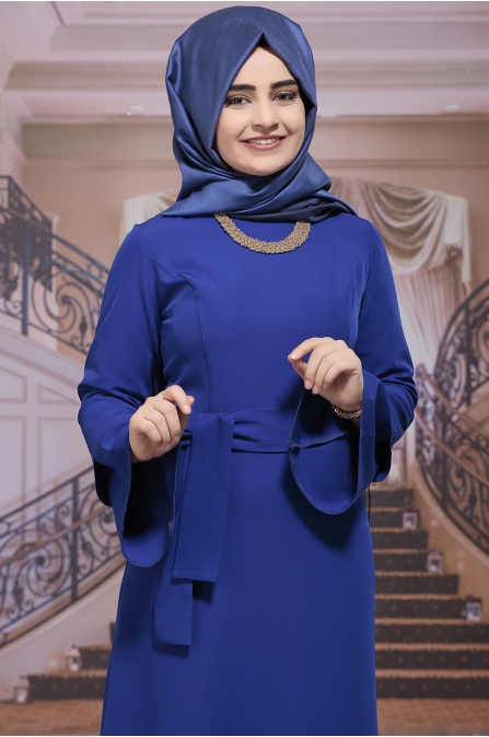 Rana Mavi Elbise - Sümay Moda