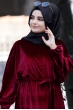 Yarasa Kadife Elbise - Bordo - Sümay Moda