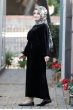Yarasa Kadife Elbise - Siyah - Sümay Moda