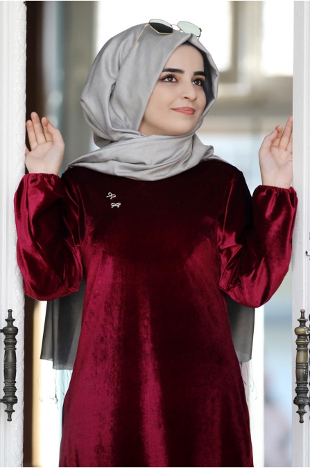 Kadife ikili Takım - Bordo - Sümay Moda