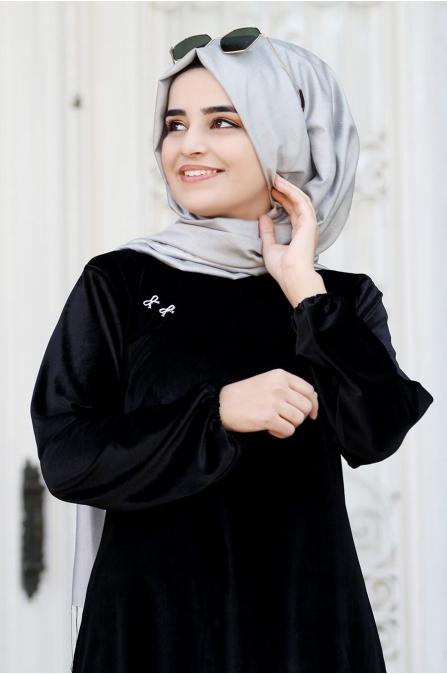 Kadife ikili Takım - Siyah - Sümay Moda