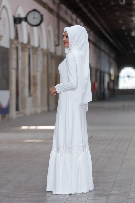 Buket Elbise - Ekru - Sure Tesettür