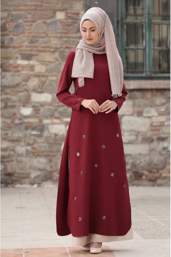 KuşGözü Tunik - Bordo - Sure Tesettür