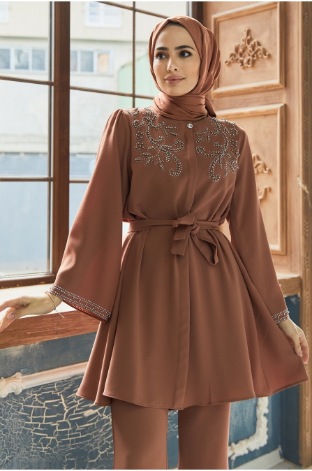 Mona Tunik Pantolon Takım - Camel