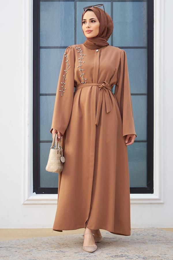 Omuzu Taşlı Abaya - Camel