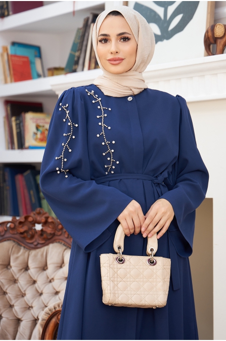Omuzu Taşlı Abaya - İndigo