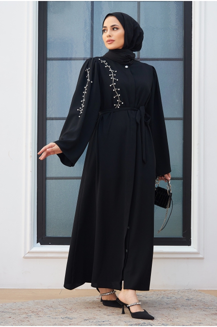 Omuzu Taşlı Abaya - Siyah