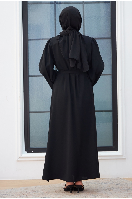 Omuzu Taşlı Abaya - Siyah