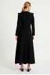 Omuz Fırfırlı Kemerli Elbise - Siyah