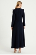 Omuz Fırfırlı Kemerli Elbise - Lacivert