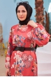 Kemerli Saten Elbise - Kiremit