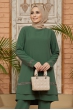 Taş Detaylı Tunik Pantolon Takım - Zümrüt