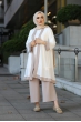 Kimono Üçlü Tesettür Kombin - Bej