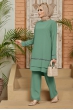 Taş Detaylı Tunik Pantolon Takım - Mint