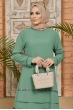 Taş Detaylı Tunik Pantolon Takım - Mint