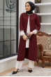 Taş Şeritli Üçlü Takım - Mürdüm