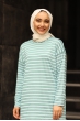 Mint Çizgili Basic Tunik