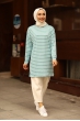 Mint Çizgili Basic Tunik